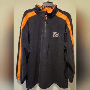 Majestic Philadelphia Flyers Mens 2XL XXL Orange & Black 1/4 Zip Pullover